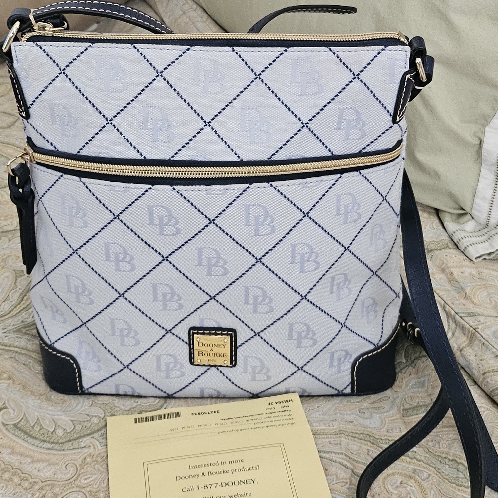 Dooney & Bourke Light Blue and Navy Crossbody Bag